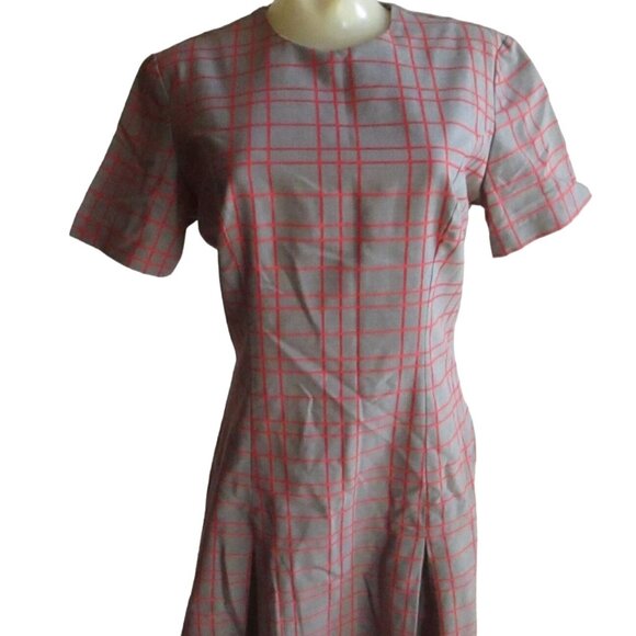 Vintage Women's Dress 8/10 1960's Hiphugger Scooter Gray/Red Plaid Joan Curtis M - Picture 1 of 10
